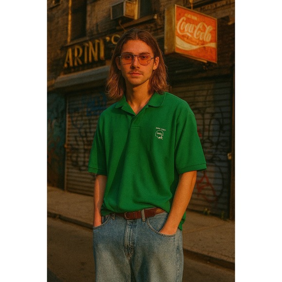 Vintage Champion New York Jets Polo Shirt NFL Football Green Embroidered Logo XL - Picture 1 of 9